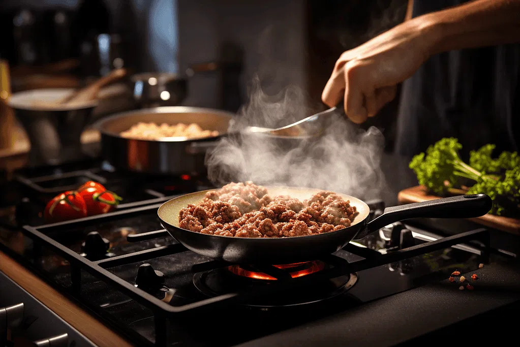 What is the proper way to cook ground beef for dogs